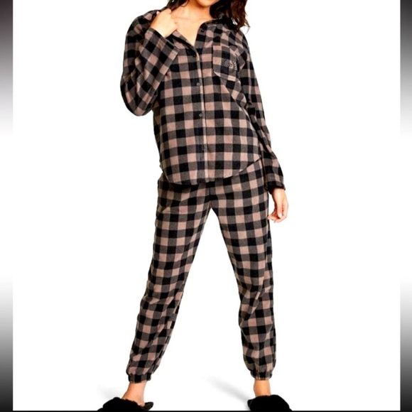 VICTORIA’S SECRET PINK Flannel Pajama Top - Size M - Picture 15 of 16